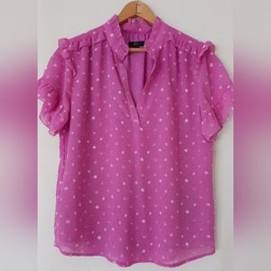 J. CREW Pink Blouse with White Dots Small